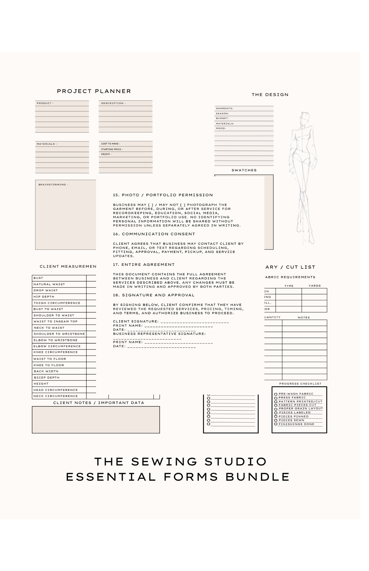 The Sewing Studio Essential Forms Bundle (Includes Full Legal Agreement)